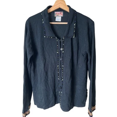 Cárdigan Acrílico Grande April Cornell Cuentas Floral Botón Foto 1 de 4