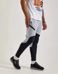 Size XL- Under Armour Men's Unstoppable Fleece Jogger Pants, Gray/Black. - Picture 1 of 4