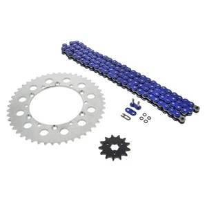 1996 - 1999 Kawasaki KX125 Blue O Ring Chain & Sprocket Silver 13/48 112L - Picture 1 of 4