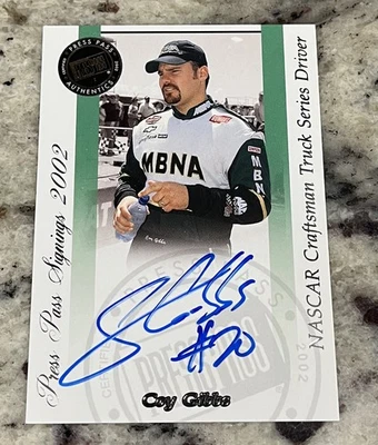 2002 Press Pass Signings Coy Gibbs Auto Autograph Joe Gibbs Racing - Image 1 of 2