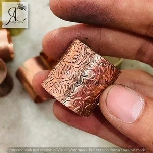 Cigar Copper Band, Floral 15mm Wide Women Jewel Ring (BAND WIDE, SEE in SPECIFY) - Picture 1 of 4