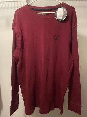 Realtree Men's Thermal Long Sleeve Maroon Real Tree Outdoor 100% Cotton 2X - Image 1 of 4