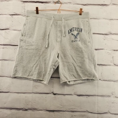American Eagle Outfitters Shorts Mens Medium Gray Fleece Drawstring Logo - Image 1 of 4