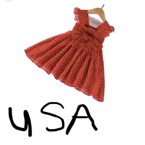 Toddler kids princess girls chiffon polka dots belted ruffle casual party dress - Picture 1 of 9