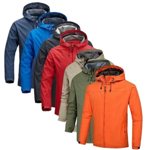 Chaqueta de lluvia impermeable cortavientos gris con capucha suave para hombre al aire libre - Imagen 1 de 28