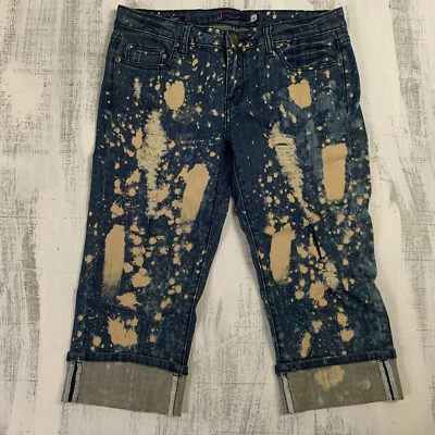 Vigoss Womens jeans size 9 32x18 bleached capri stretch faded ripped blue  - Image 1 of 4
