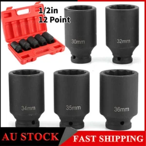 AUS 5pcs Deep Impact Socket Set 1/2' Metric Size 30 32 34 35 36 mm 12 Point - Picture 1 of 11