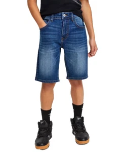 CALVIN KLEIN Big Boys Distressed stretch Denim Shorts Mid Blue Size 8 - Picture 1 of 2