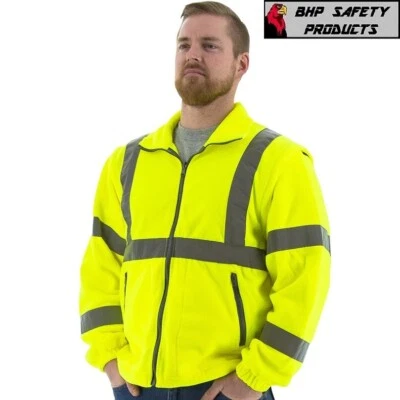 High Visibility Polar Fleece Safety Jacket & Class 2 Vest Hi Vis Yellow, 75-5381 - Image 1 of 2