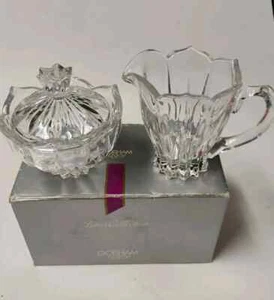 Gorham Silver Co. Lotus Lead Glass Crystal Sugar & Creamer Set Made in Germany - Picture 1 of 7