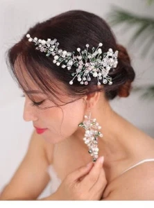 Pezzo di capelli da sposa smeraldo verde accessorio da sposa capelli da sposa vite turchese... - Foto 1 di 4