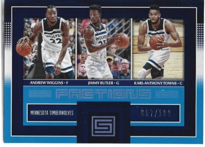 2017 Status Factions #5 Andrew Wiggins Jimmy Butler Karl-Anthony Towns Blue /199 - Image 1 of 2
