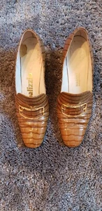 PALIZZIO NAPIER MPLS CROCODILE VINTAGE RETRO 1971 PATENTED LEATHER WOMEN 8 HEEL - Picture 1 of 12
