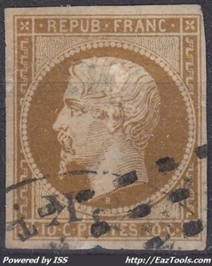 FRANCE : PRESIDENCE 10c N° 9a BISTRE-BRUN OBLIT GROS POINTS - COTE 950 € -A VOIR - Picture 1 of 2