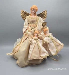 VTG Traditions Gold Angel Tree Topper with Matching 2 Angel Ornaments Set of 3 - Picture 1 of 12