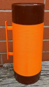 Aladdin 1970s Super Food Flask Orange & Brown Vintage Made in England, Campervan - Picture 1 of 12