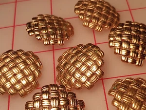 10 Beautiful Metal Shank Buttons Square Woven Design Gold 1-1/8" 29 x 28mm #2380 - Picture 1 of 4