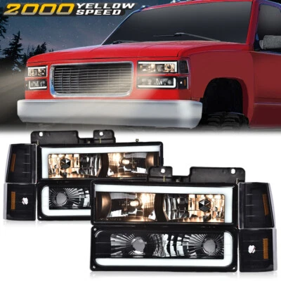 Black Housing Smoke Corner Headlight Bumper Lamp Fit For GMC C/K Suburban 94-00 Foto 1 de 4