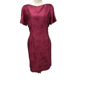 Siri Audrey Damenkleid V-Ausschnitt Bateau-Ausschnitt rot Blumen Satin formell Event Größe 14 - Bild 1 von 12