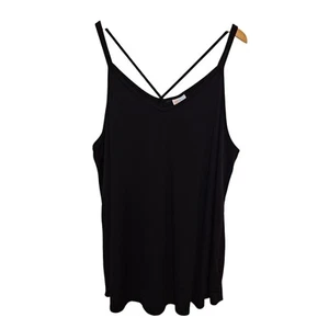 LuLaRoe Daniella Double Strap Crisscross Back Top Womens 3XL Black Stretch  Knit - Picture 1 of 8