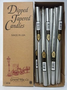 General Wax Co. Dipped Tapered Candles, Silver, 1 Dozen, 12 in., no. 5412 (NIB) - Picture 1 of 5