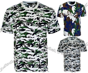 New Mens Military Camouflage Camo T Shirt Army Combat Tee Summer Beach Tops - Picture 1 of 6