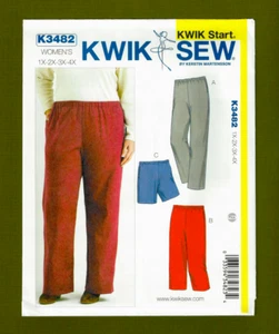 Women's Pants & Shorts Sewing Pattern ~ EASY (Plus Sizes 1X-4X) Kwik Sew 3482 - Picture 1 of 4