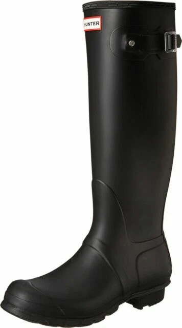 Hunter Womens Black Rubber Rain BOOTS Original Tall 7 Med Wft1000rma