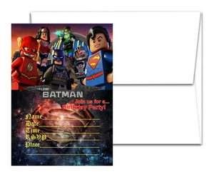 12 Batman Movie Birthday Invitation Cards (12 White Envelops Included) #1 - Picture 1 of 1