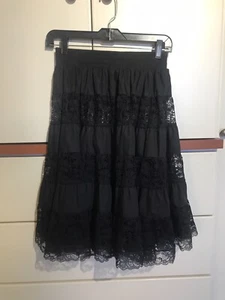 Black Lace Square Up Square Dance Lace Skirt Small P16 - Picture 1 of 3