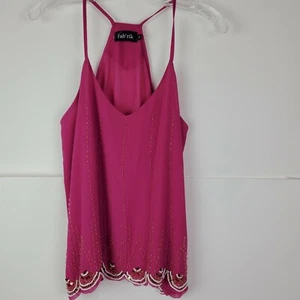 FAB' RIK Women's Pink Beaded Tank Top Blouse Size Medium - Picture 1 of 6