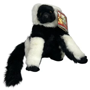 "Juguete de peluche con etiqueta K&M Wild Republic lémur con volantes blanco negro 10""" - Imagen 1 de 9