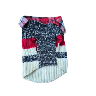 Kensington Kennel Club Plaid Dog Sweater Pet clothes Red gray White S Grandpa - Image 1 of 4