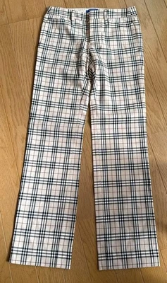 Burberry Blue Label Wool Check Pants Size 34 Beige Slim Fit New - Image 1 of 4