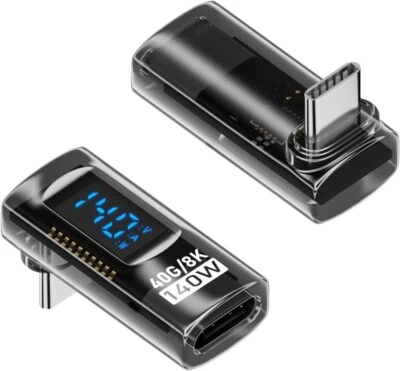 USB C Adapter with Digital Display, 90 Degree USB-C Male to Female Connector  - Image 1 of 4