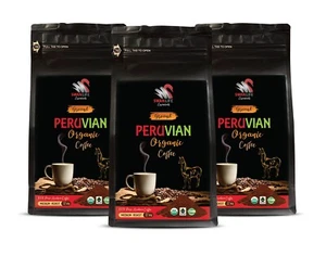 organic coffee pods - PERUVIAN GROUND ORGANIC COFFEE - Arabica coffee 3 Pack - Picture 1 of 9