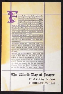 The World Day of Prayer Program, First Friday in Lent, February 25, 1944 VG - Picture 1 of 1