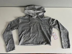 NEW Girls Malibu Sugar Gray Crop Hoodie Long Sleeve W/Gold Stars Size 12 W/Tags - Picture 1 of 7