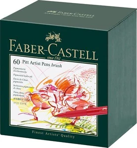 Faber-Castell Pitt Artist Brush Pens 60 Pack Multicolor in Gift Box - Picture 1 of 3