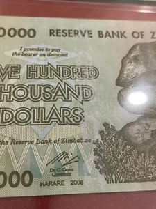 PRINTING ERROR ZIMBABWE 500000 REPLACEMENT PMG 64 EPQ - Picture 1 of 3