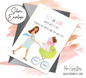 Gender Reveal Card. Scratch Off Baby Sex versteckte Nachrichtenkarten versteckte Wörter Karte - Bild 1 von 6