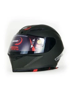 Casco Para Moto Negro Rasen Cerrado Fibra De Carbono Certificado Dot - Imagen 1 de 9