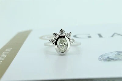 14KT White Gold GIA Certified 1.30ctw Oval Diamond Bezel Crown Ring Sizeable-NEW - Image 1 of 4