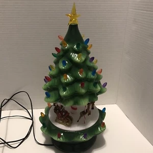Albero Giostra Illuminato Musicale Rotante Mr Christmas 15" ~ Renna Babbo Natale ~ Funziona - Foto 1 di 5
