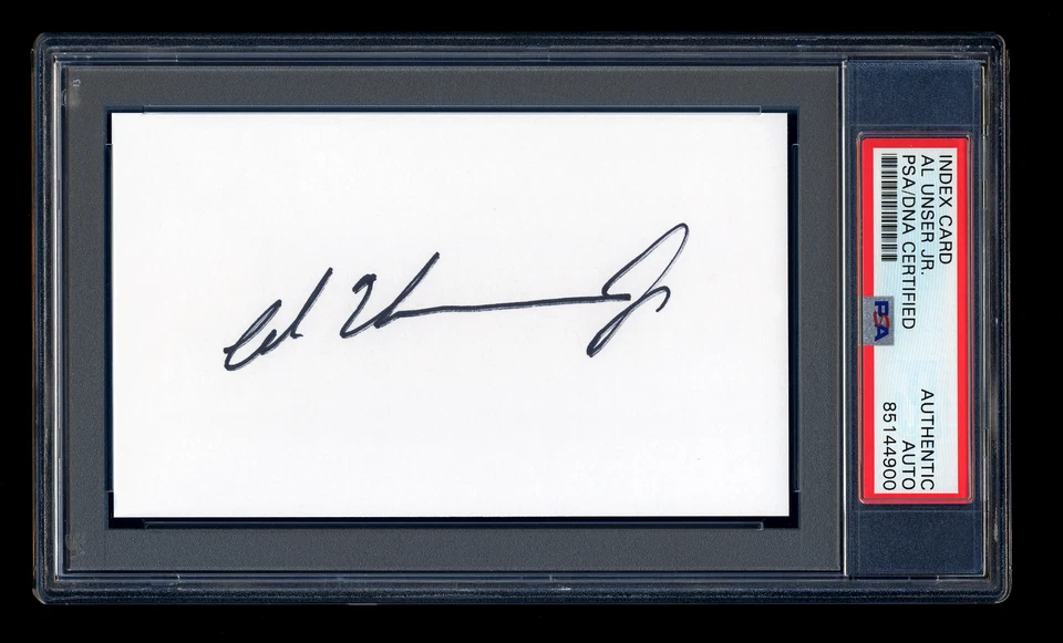 AL UNSER JR SIGNED MINT INDEX CARD PSA/DNA AUTOGRAPHED INDIANAPOLIS 500 CHAMP - Image 1 of 1
