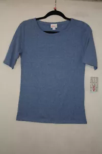 NWT LuLaRoe Sz S Gigi Tee Solid Heather Light Blue Cotton Blend - Picture 1 of 4
