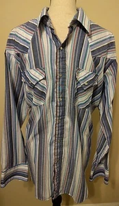 Ely Gentleman Western Hemd mit Knopfleiste Extra Large XL Perlen Druckknopf gestreift - Bild 1 von 3