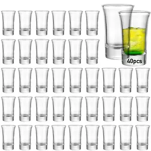 40 Pack Shot Glass Bulk Set With Heavy Base 1.5 Ounce Clear Shot Round Shot Glas - Picture 1 of 7