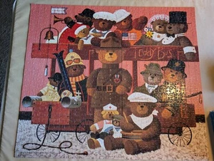 MB Puzzle Charles Wysocki "Teddy Express" 1000 pieces ***MISSING ONE PIECE*** - Picture 1 of 7