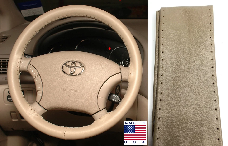 Sand 15 3/4 x 3 7/8 Leather Steering Wheel Cover For Ford & Lincoln  - Image 1 of 4